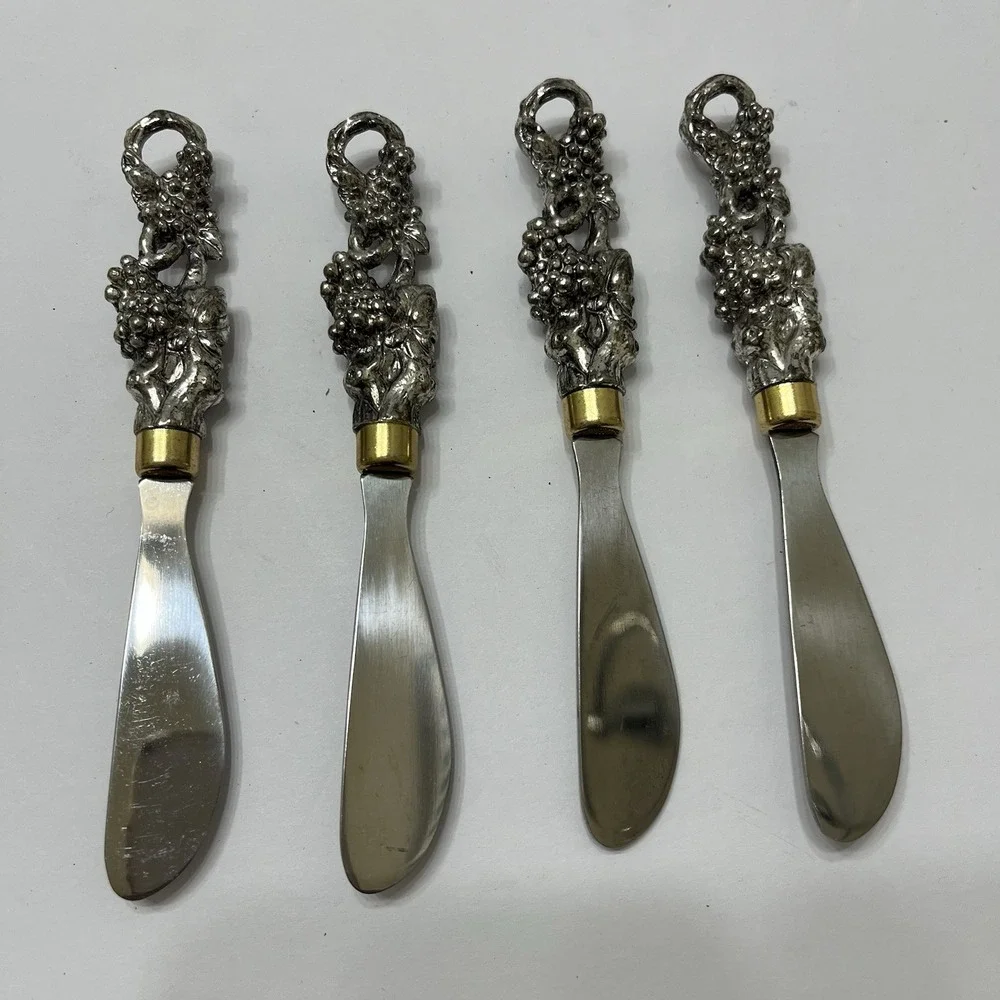 Vintage Arthur Court Spreaders Stainless Steel Grapes & Vine Pattern 5